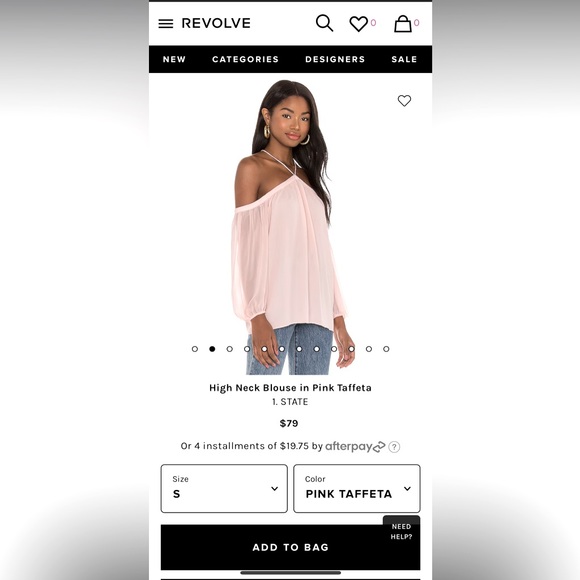 NWT 1. State Revolve Off the Shoulder Sheer Crepe Chiffon Top Pink Taffeta Small - Picture 16 of 16